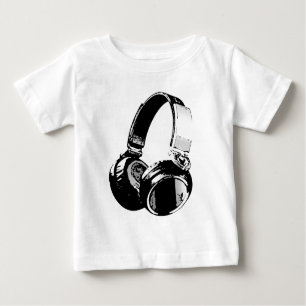 Black & White Pop Art Headphone Baby T-Shirt