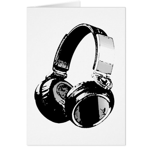 Black & White Pop Art Headphone Cards (Front)