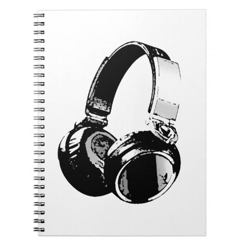Black  White Pop Art Headphone Notebook
