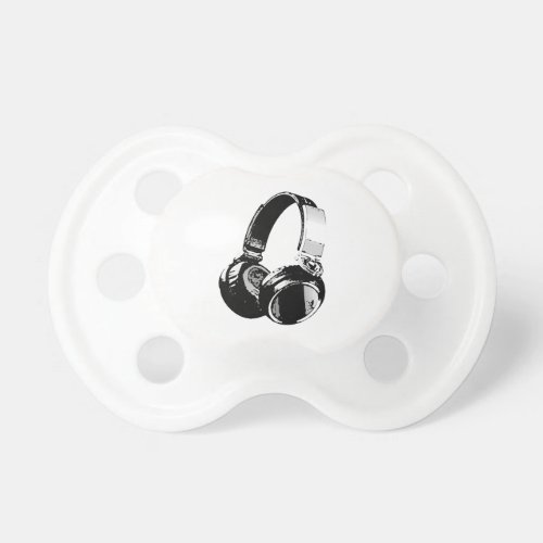 Black  White Pop Art Headphone Pacifier