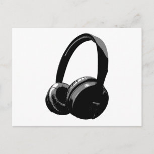 Black & White Pop Art Headphone Postcard