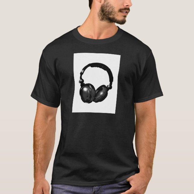 Black & White Pop Art Headphone T-Shirt (Front)