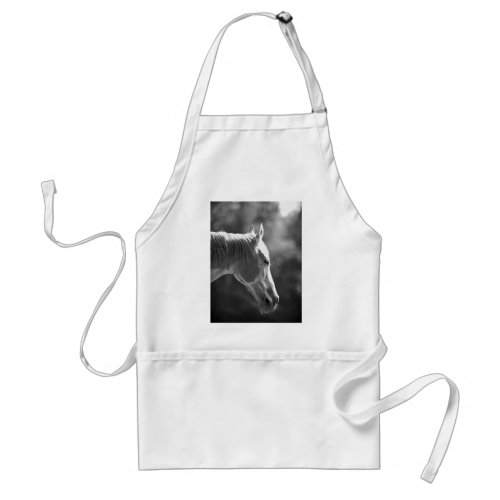 Black  White Pop Art Horse Adult Apron