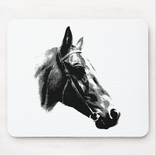 Black  White Pop Art Horse Mouse Pad