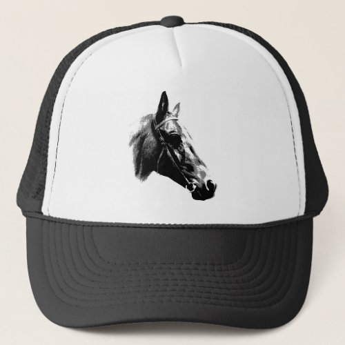 Black  White Pop Art Horse Trucker Hat