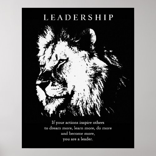 Black White Pop Art Leadership Lion Poster