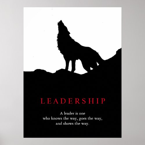 Black White Pop Art Leadership Wolf Poster