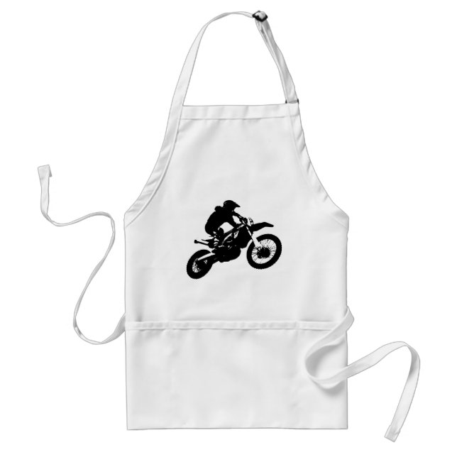 Black White Pop Art Motocross Motorcyle Sport Adult Apron (Front)