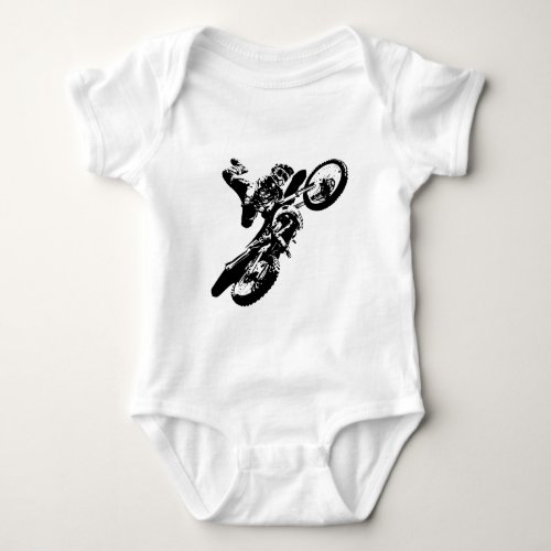 Black White Pop Art Motocross Motorcyle Sport Baby Bodysuit