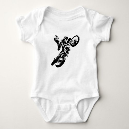 Black White Pop Art Motocross Motorcyle Sport Baby Bodysuit