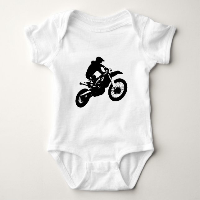 Black White Pop Art Motocross Motorcyle Sport Baby Bodysuit (Front)