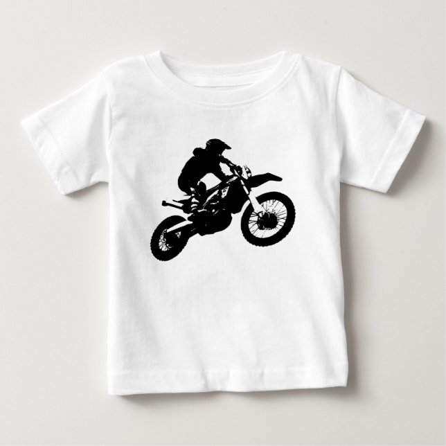 Black White Pop Art Motocross Motorcyle Sport Baby T-Shirt (Front)