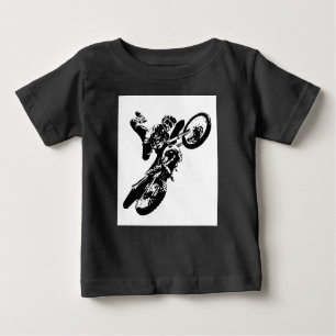 Black White Pop Art Motocross Motorcyle Sport Baby T-Shirt
