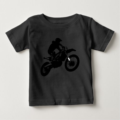 Black White Pop Art Motocross Motorcyle Sport Baby T_Shirt