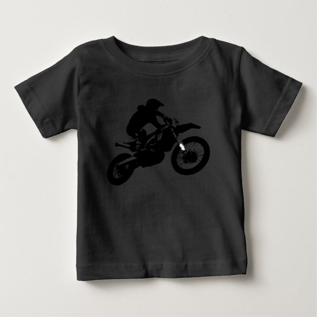 Black White Pop Art Motocross Motorcyle Sport Baby T-Shirt (Front)