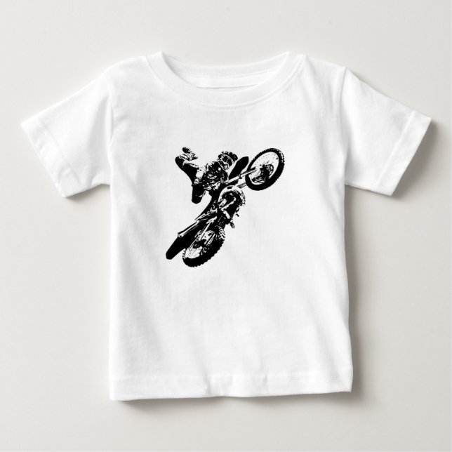 Black White Pop Art Motocross Motorcyle Sport Baby T-Shirt (Front)