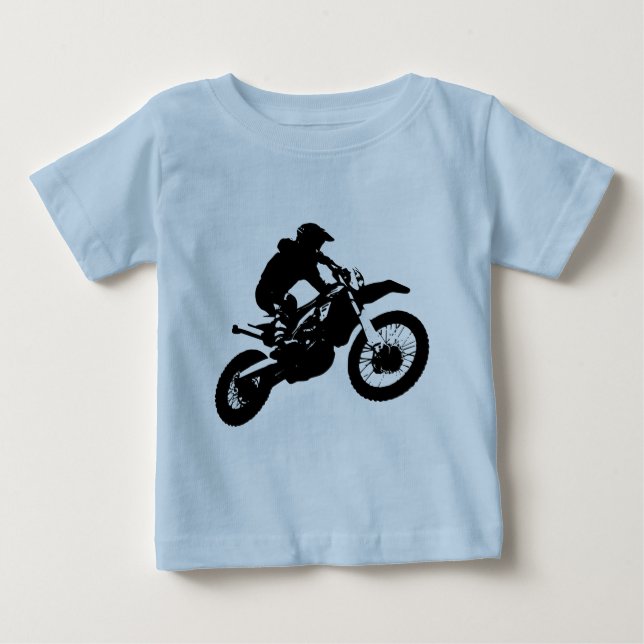 Black White Pop Art Motocross Motorcyle Sport Baby T-Shirt (Front)