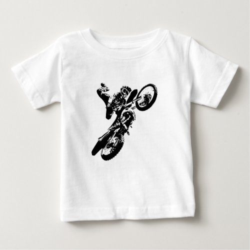 Black White Pop Art Motocross Motorcyle Sport Baby T_Shirt