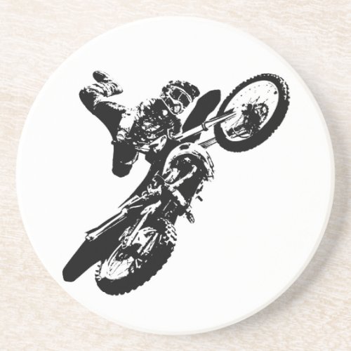 Black White Pop Art Motocross Motorcyle Sport Coaster