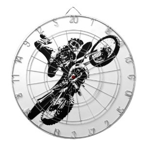 Black White Pop Art Motocross Motorcyle Sport Dart Board