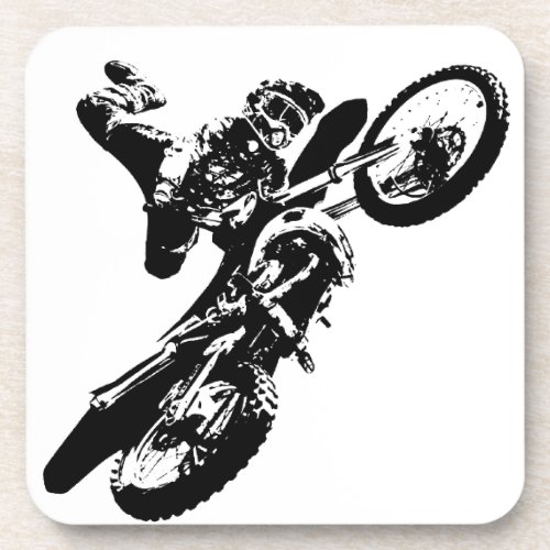 Black White Pop Art Motocross Motorcyle Sport Drink Coaster