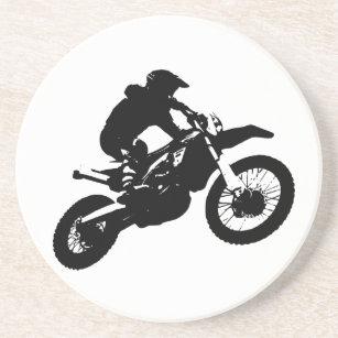 Black White Pop Art Motocross Motorcyle Sport Drink Coaster