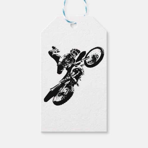 Black White Pop Art Motocross Motorcyle Sport Gift Tags