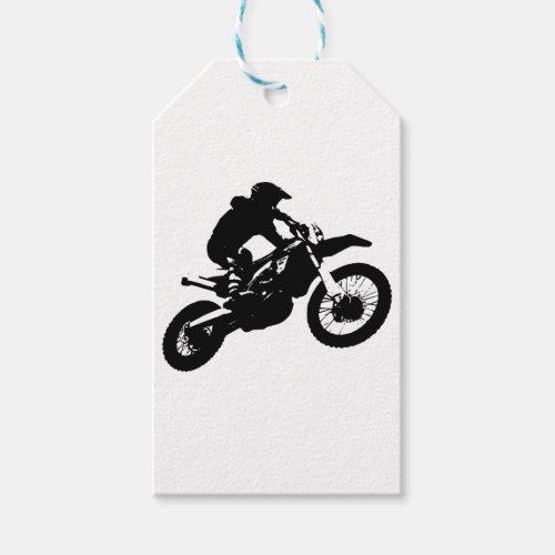 Black White Pop Art Motocross Motorcyle Sport Gift Tags