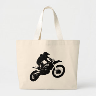 Black White Pop Art Motocross Motorcyle Sport Large Tote Bag