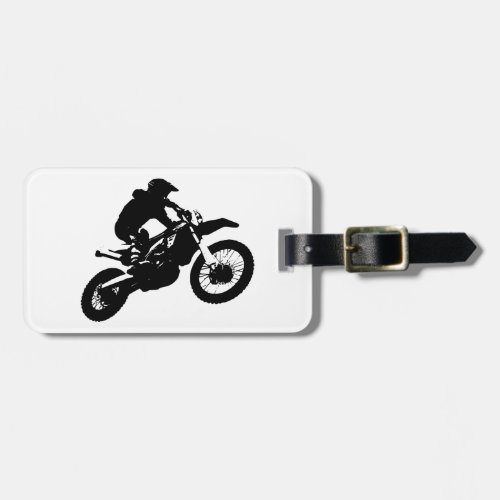 Black White Pop Art Motocross Motorcyle Sport Luggage Tag