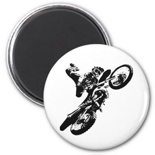 Black White Pop Art Motocross Motorcyle Sport Magnet