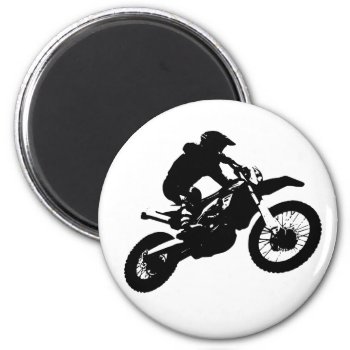 Black White Pop Art Motocross Motorcyle Sport Magnet by made_in_atlantis at Zazzle
