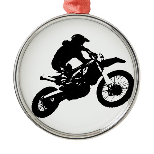 Black White Pop Art Motocross Motorcyle Sport Metal Ornament
