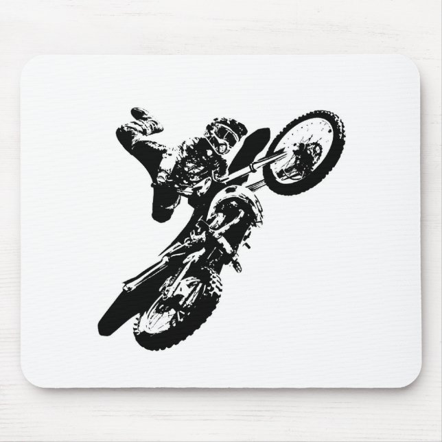 Black White Pop Art Motocross Motorcyle Sport Mouse Pad (Front)