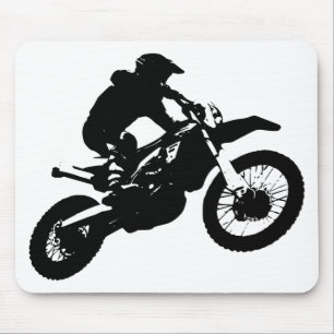 Black White Pop Art Motocross Motorcyle Sport Mouse Pad