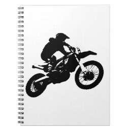 Black White Pop Art Motocross Motorcyle Sport Notebook
