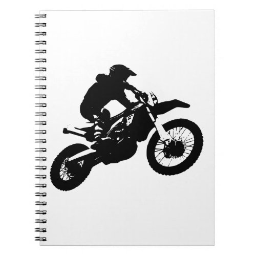 Black White Pop Art Motocross Motorcyle Sport Notebook