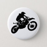 Black White Pop Art Motocross Motorcyle Sport Pinback Button at Zazzle