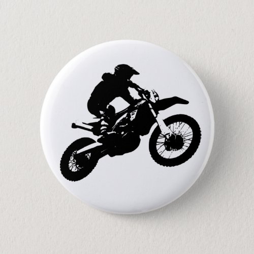 Black White Pop Art Motocross Motorcyle Sport Pinback Button