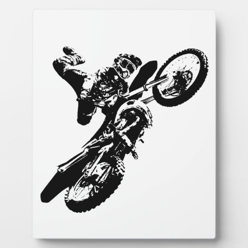 Black White Pop Art Motocross Motorcyle Sport Plaque