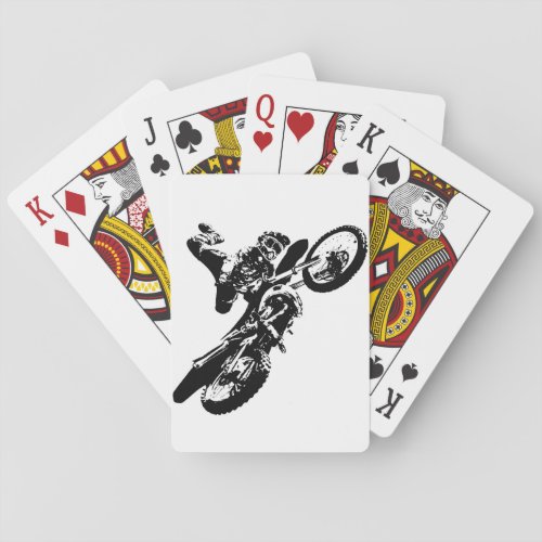 Black White Pop Art Motocross Motorcyle Sport Playing Cards