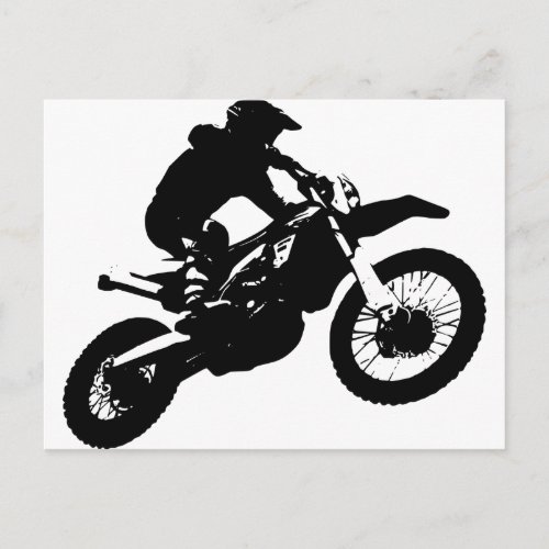 Black White Pop Art Motocross Motorcyle Sport Postcard