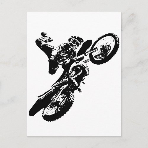 Black White Pop Art Motocross Motorcyle Sport Postcard