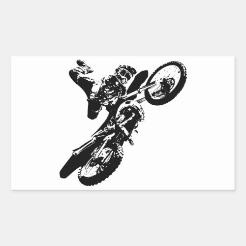 Black White Pop Art Motocross Motorcyle Sport Rectangular Sticker