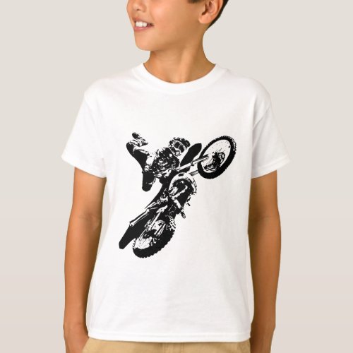 Black White Pop Art Motocross Motorcyle Sport T_Shirt