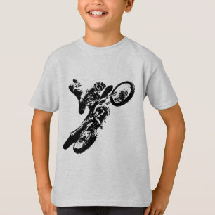 Black White Pop Art Motocross Motorcyle Sport T-Shirt