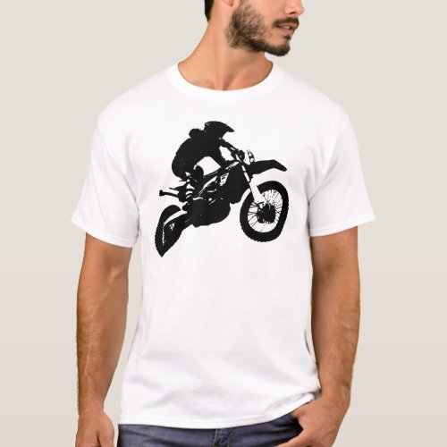 Black White Pop Art Motocross Motorcyle Sport T_Shirt