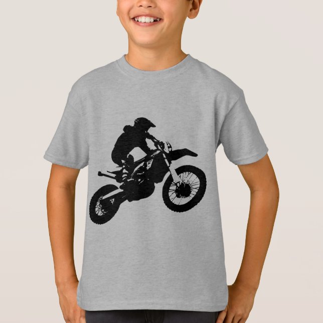 Black White Pop Art Motocross Motorcyle Sport T-Shirt (Front)