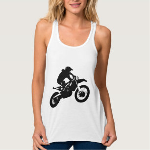 Black White Pop Art Motocross Motorcyle Sport Tank Top