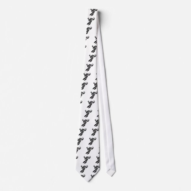 Black White Pop Art Motocross Motorcyle Sport Tie (Front)